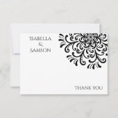 Whimsical Zwart-wit Flourish Dank je kaart (Voorkant)