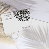 Whimsical Zwart-wit Flourish Dank je kaart