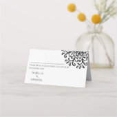 Whimsical Zwart-wit Flourish Place Card Plaatskaartje (Voorkant)