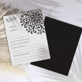 Whimsical Zwart-wit Flourish RSVP-kaart