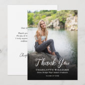 Whimsical Zwart Wit Foto Afstuderen Bedankkaart (Voorkant / Achterkant)