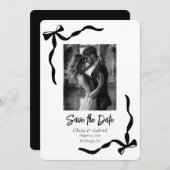 Whimsical Zwart Wit Lijst Foto Sla de datum op Kaart (Voorkant / Achterkant)