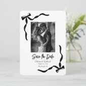 Whimsical Zwart Wit Lijst Foto Sla de datum op Kaart (Staand voorkant)