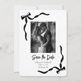 Whimsical Zwart Wit Lijst Foto Sla de datum op Kaart