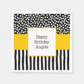 Whimsical zwart-wit patronen met geel servet (Voorkant)