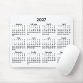 Whimsical Zwarte 2027 Agenda op Wit Muismat (Met muis)