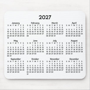 Whimsical Zwarte 2027 Agenda op Wit Muismat