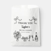 Whimsical Zwarte Hand Getekende Bruiloftsshower  Bedankzakje (Voorkant)