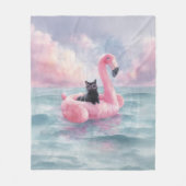 Whimsical Zwarte Kat Flamingo Float Deken (Voorkant)