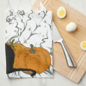 Whimsical Zwarte Kat Halloween Theedoek (Quarter Fold)