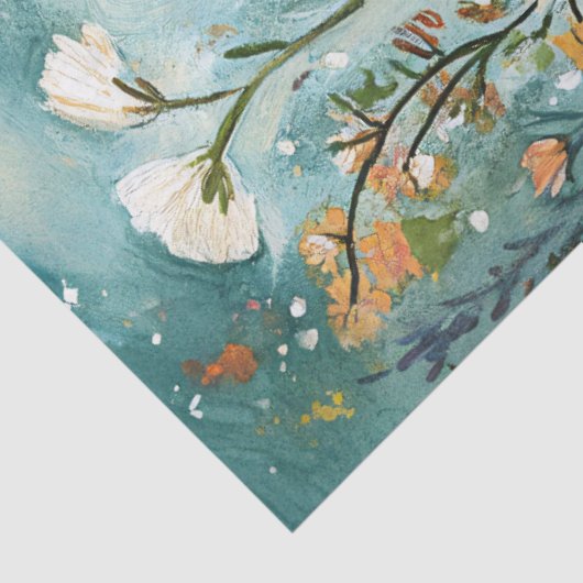 Whimsical Zwarte Kat met Wildflowers Decoupage Tissuepapier (Detail)