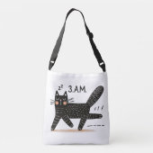 Whimsical Zwarte Kat Sprinten om 03:00 Crossbody Tas (Achterkant)