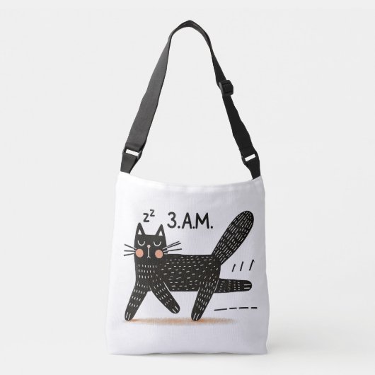 Whimsical Zwarte Kat Sprinten om 03:00 Crossbody Tas (Voorkant)