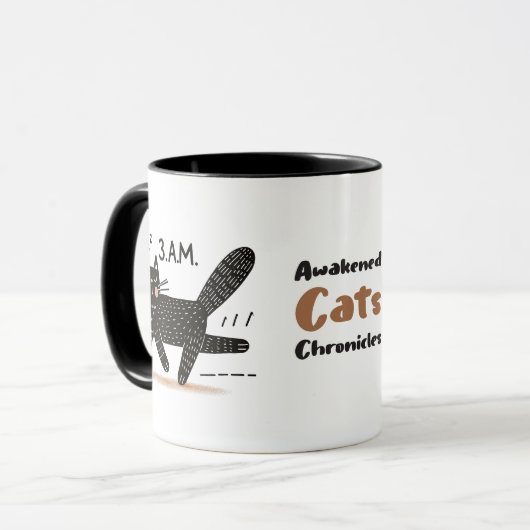 Whimsical Zwarte Kat Sprinten om 03:00 Mok (Voorkant links)