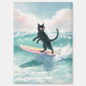 Whimsical Zwarte Kat Surfen Magneet (Voorkant)