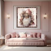 Whimsical Zwarte Kerstman: Roze & Aarde Tonen Poster