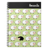 Whimsical Zwarte Schaap Aangepaste Naam Spiraal No Notitieboek (Voorkant)