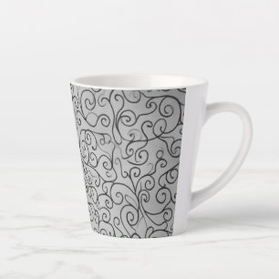 Whimsical zwarte wervelpatroon Abstract Kleurrijk Latte Mok