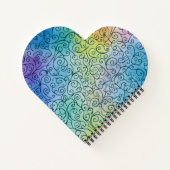 Whimsical zwarte wervelpatroon Abstract Kleurrijk Notitieboek (Achterkant)