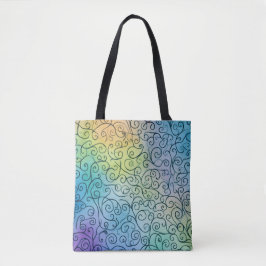 Whimsical zwarte wervelpatroon Abstract Kleurrijk Tote Bag