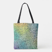 Whimsical zwarte wervelpatroon Abstract Kleurrijk Tote Bag (Achterkant)