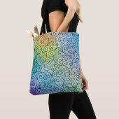 Whimsical zwarte wervelpatroon Abstract Kleurrijk Tote Bag (Dichtbij)