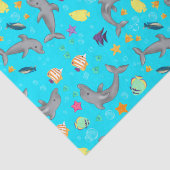 Whimsical Zwemmende Dolfijnen en Kleurrijke Vissen Tissuepapier (Detail)