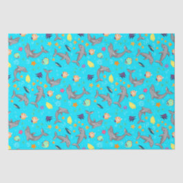 Whimsical Zwemmende Dolfijnen en Kleurrijke Vissen Tissuepapier