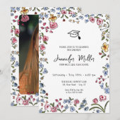 Whimsicalblooms hand getrokken Graduation Party Fo Feestdagenkaart (Voorkant / Achterkant)