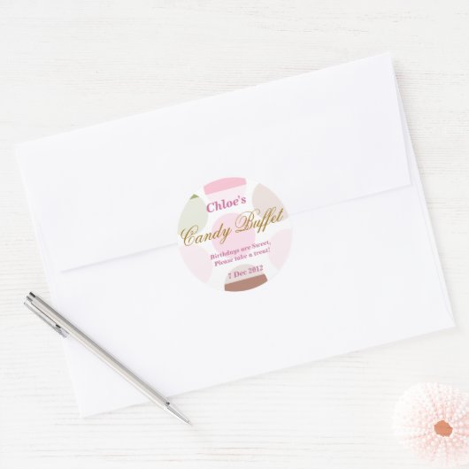 WhimsicalDotty Birthday Snoep Buffet Sticker (Envelop)