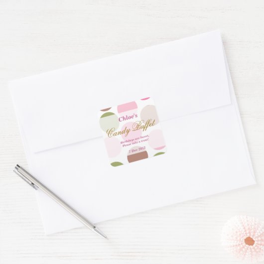 WhimsicalDotty Birthday Snoep Buffet Sticker (Envelop)