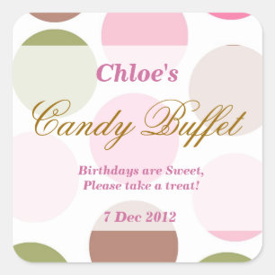 WhimsicalDotty Birthday Snoep Buffet Sticker