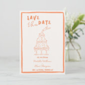 Whimsicale abrikoos Save The Date uitnodiging (Staand voorkant)