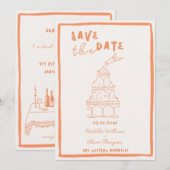 Whimsicale abrikoos Save The Date uitnodiging (Voorkant / Achterkant)