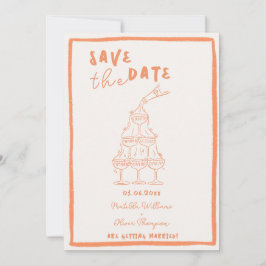 Whimsicale abrikoos Save The Date uitnodiging