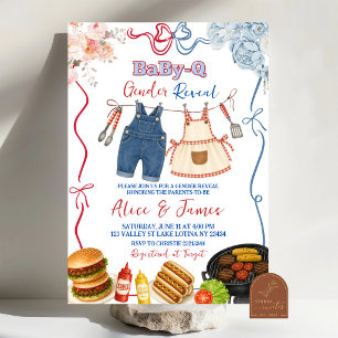 Whimsicale BBQ geslacht onthulling uitnodiging