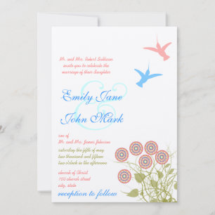 Whimsicale Bloem & Kolibrie Huwelijksuitnodiging Kaart