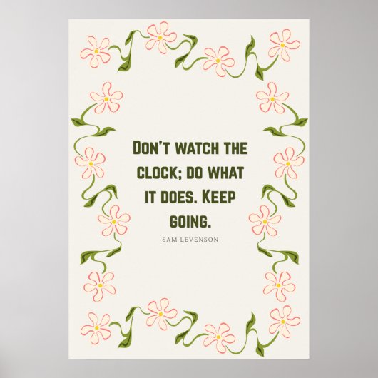 Whimsicale Bloemige Citat Poster – Productiviteit (Voorkant)
