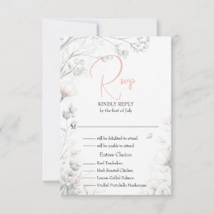Whimsicale Delicate Roze Bloemige Tak RSVP Kaartje