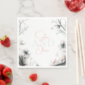 Whimsicale delicate roze bloemige tak servet (Insitu)