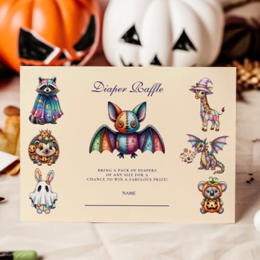 Whimsicale dier Halloween Luier Raffle Informatiekaartje