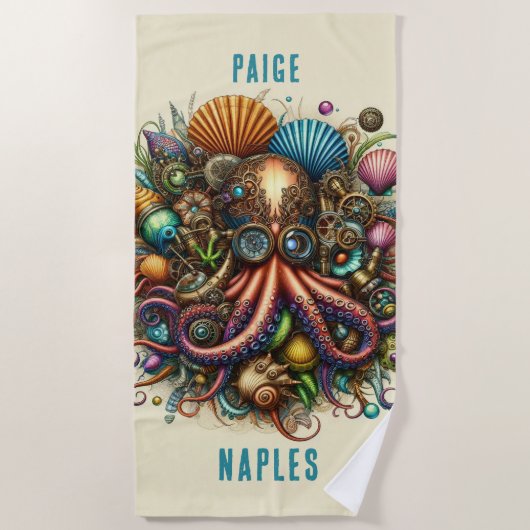 WHIMSICALE DOLLE FUNKY STEAMPUNK ROZE OCTOPUS STRANDLAKEN (Voorkant)