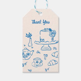 Whimsicale Doodle Hand Getekende Thee Icons Dank U Cadeaulabel