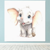 Whimsicale door Ghibli geïnspireerde baby olifant Canvas Afdruk (Insitu (Houten vloer))