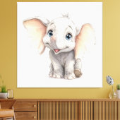 Whimsicale door Ghibli geïnspireerde baby olifant Canvas Afdruk (Insitu (Woonkamer))