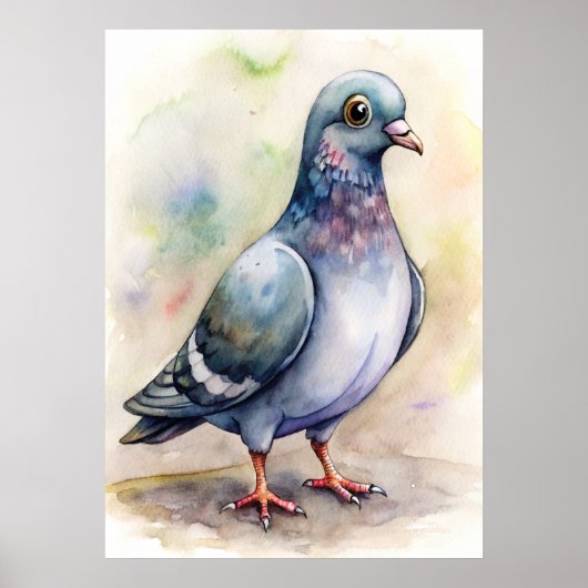 Whimsicale Duif-waterverf, Natuurillustratie Poster (Voorkant)