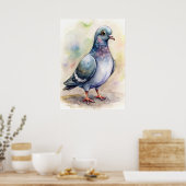 Whimsicale Duif-waterverf, Natuurillustratie Poster (Keuken)