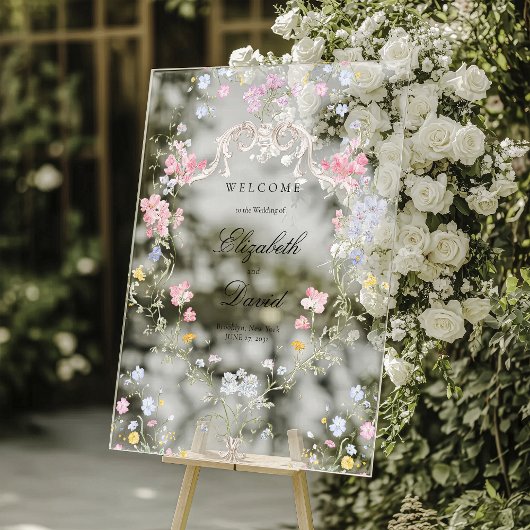Whimsicale Elegante Rococo Bloemenkroon Trouw Acryl Bord