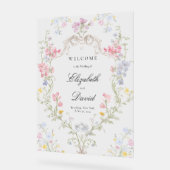 Whimsicale Elegante Rococo Bloemenkroon Trouw Acryl Bord (Hoek)