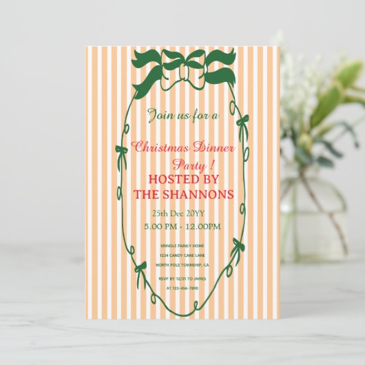 Whimsicale groene kerstdinertuin uitnodiging (Staand voorkant)